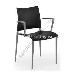 Arma Alüminyum Ayaklı PP Plastik Sandalye Siyah
