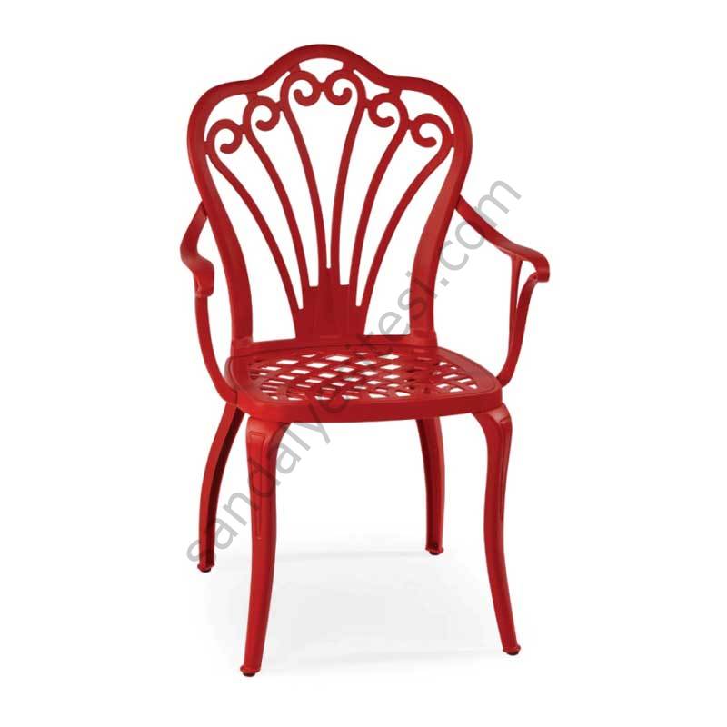 Teton Alüminyum Kollu Döküm Sandalye Kırmızı