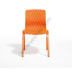Juve Metal Ayaklı PP Plastik Sandalye Turuncu