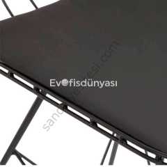 Kafes Mini Tel Bar Sandalyesi Siyah 65 cm