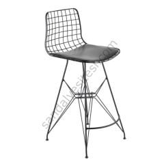 Kafes Mini Tel Bar Sandalyesi Siyah 77 cm