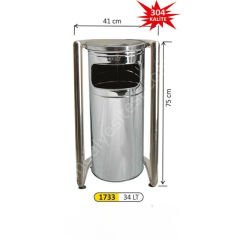 Bahçe Paslanmaz Çöp Kovası Dekor Ayaklı 34 Litre