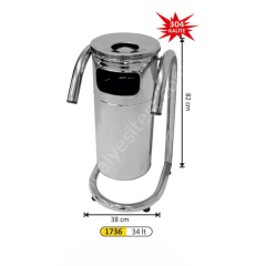 Bahçe Paslanmaz Çöp Kovası Oval Ayaklı 34 Litre