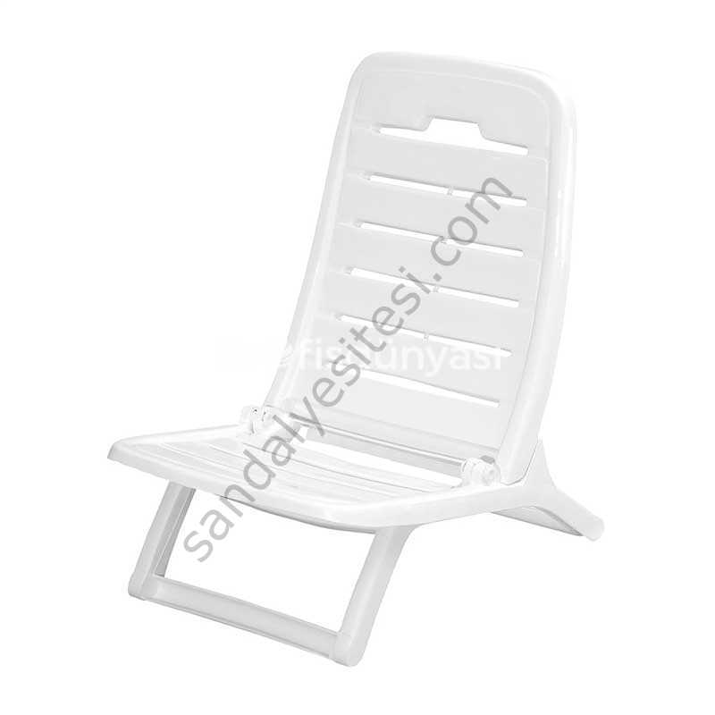 Katlanır Plastik Plaj Sandalyesi Beyaz
