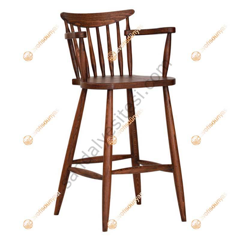 Kırlangıç Kollu Ahşap Lüx Bar Sandalyesi