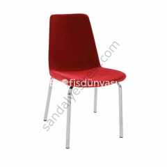 Two Krom Ayaklı Metal Sandalye Kırmızı