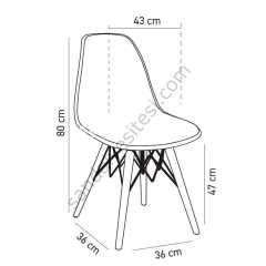 Veos Ahşap Ayaklı Plastik Sandalye 01