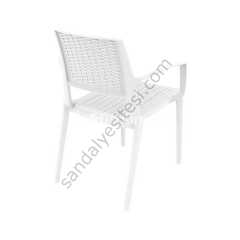 Caprı Rattan Görünümlü Kollu Sandalye Beyaz