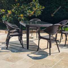 Viyana 90x150 cm Rattan 6 Kişilik Camlı Masa Takımı
