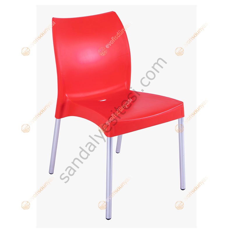 Coin Alüminyum Ayaklı Plastik Sandalye Kırmızı