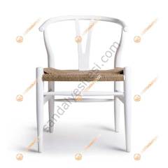 Wishbone Hasırlı Thonet Sandalye Beyaz