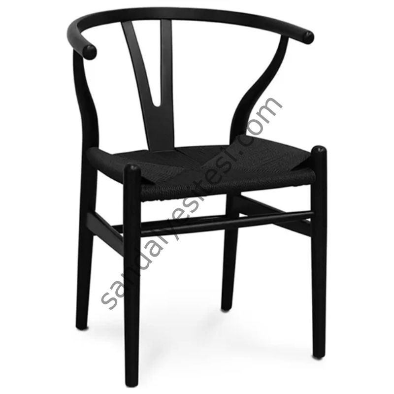 Wishbone Hasırlı Thonet Sandalye Siyah