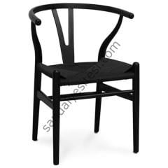 Wishbone Hasırlı Thonet Sandalye Siyah
