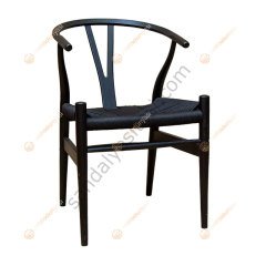 Wishbone Hasırlı Thonet Sandalye Siyah
