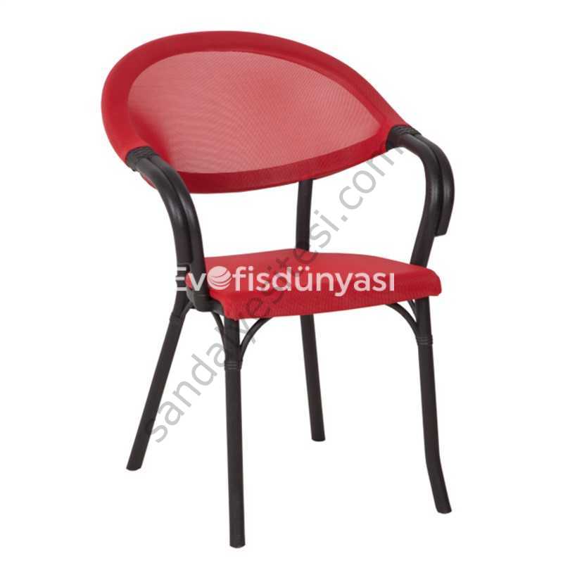 Luis Rattan Görünümlü Sandalye Kırmızı