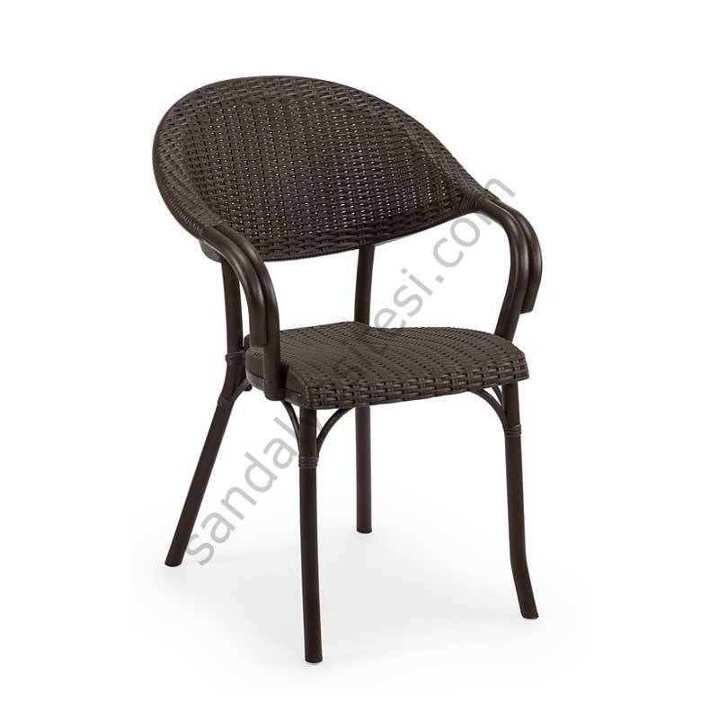 Lusiya Rattan Görünümlü Sandalye Kahve