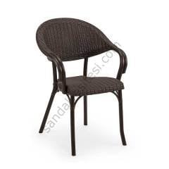Lusiya Rattan Görünümlü Sandalye Kahve
