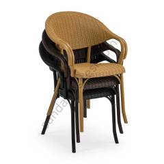 Lusiya Rattan Görünümlü Sandalye Siyah