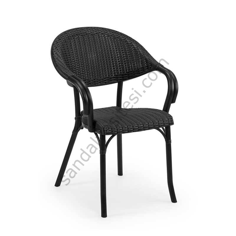 Lusiya Rattan Görünümlü Sandalye Siyah