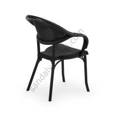 Lusiya Rattan Görünümlü Sandalye Siyah