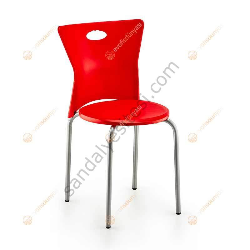 Dergan Metal Ayaklı Plastik Sandalye Kırmızı