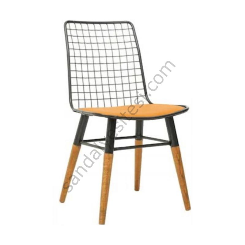 Dex Ahşap Ayaklı Metal Sandalye Sarı