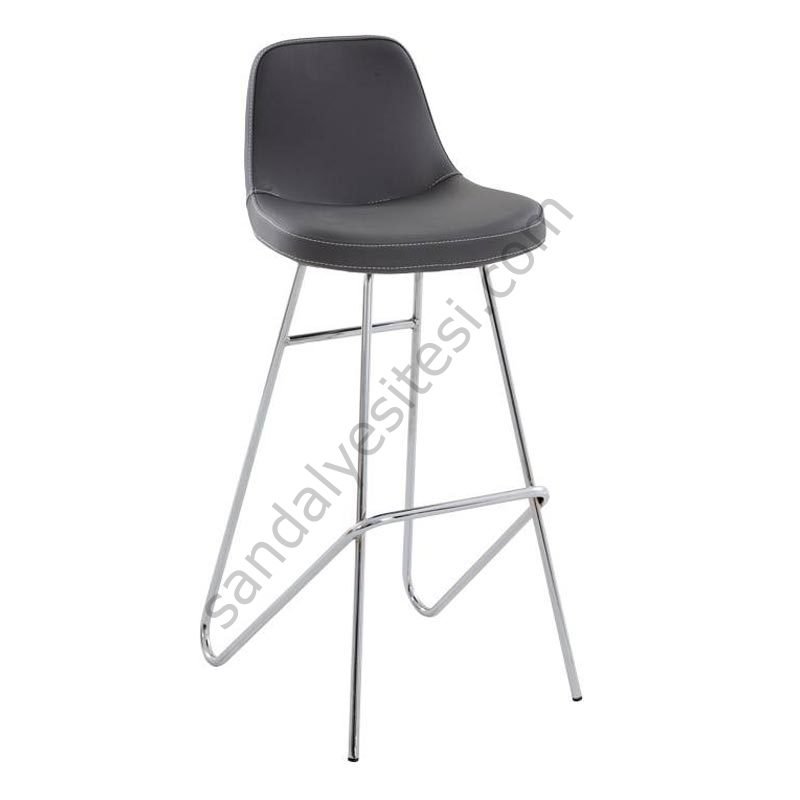 Mini Lodi Krom Ayak Bar Sandalyesi Siyah