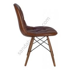 Eames Kapitoneli Ahşap Sandalye Kahve