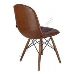 Eames Kapitoneli Ahşap Sandalye Kahve