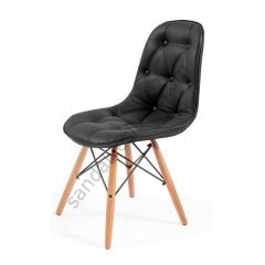 Eames Kapitoneli Ahşap Sandalye Siyah