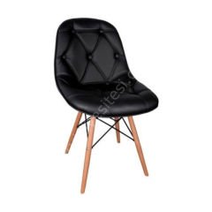 Eames Kapitoneli Ahşap Sandalye Siyah