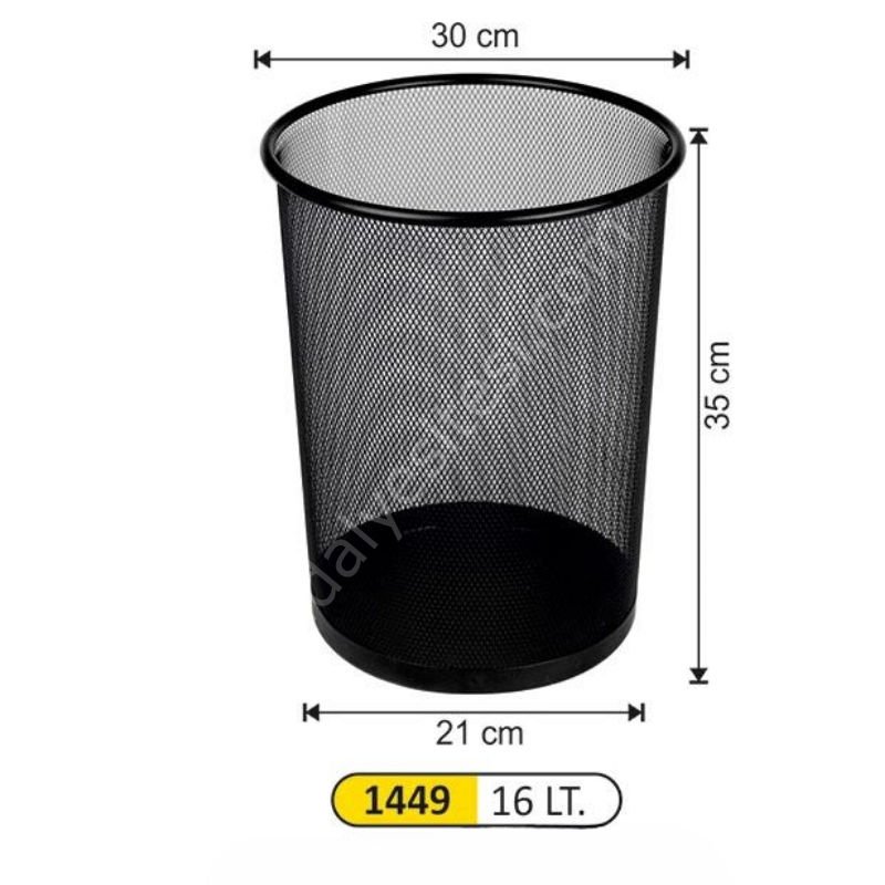 Ofis Tipi Konik İnce Fileli Çöp Kovası 12 Litre