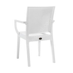 Falkao Kollu Rattan Görünümlü Sandalye Beyaz