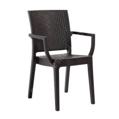 Falkao Kollu Rattan Görünümlü Sandalye Kahve