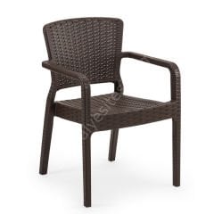 Feyza Rattan Görünümlü Kollu Sandalye K.Kahve