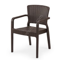 Feyza Rattan Görünümlü Kollu Sandalye K.Kahve