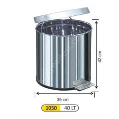 Paslanmaz Pedallı Çöp Kovası 40 Litre