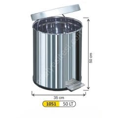 Paslanmaz Pedallı Çöp Kovası 50 Litre