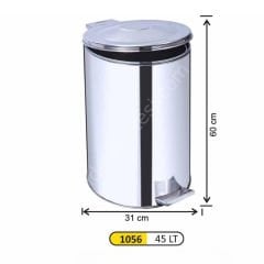 Paslanmaz Pedallı Çöp Kovası 60 Litre