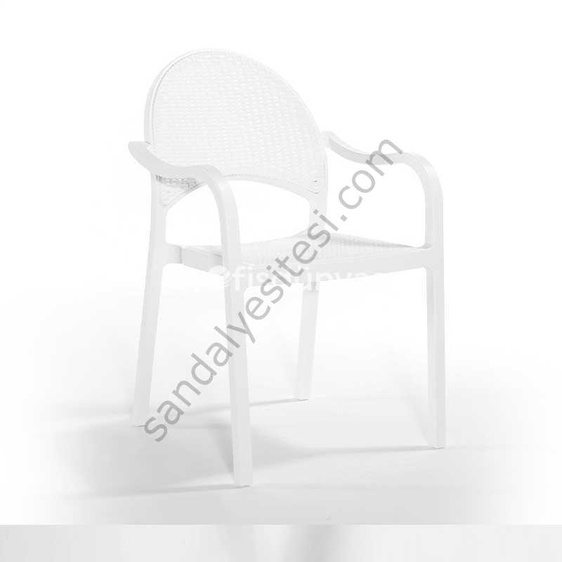 Funny Rattan Görünümlü PP Sandalye Beyaz