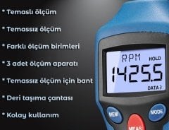 Cem AT8 Temaslı Temassız Devir Ölçer Takometre