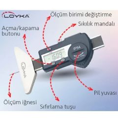 Loyka 5114-25 Dijital Lastik Derinlik Kumpası 0-25 mm