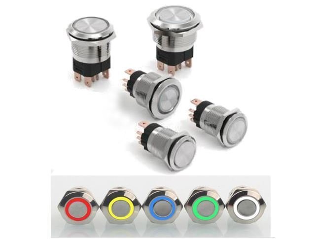 22mm Ip67 Led Işıklı 20A Metal Kalıcı Buton