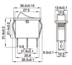 3Pin Dar On-Off Işıklı Rocker Switch Anahtar