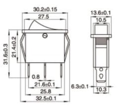 3Pin Dar On-Off-On Rocker Switch Anahtar