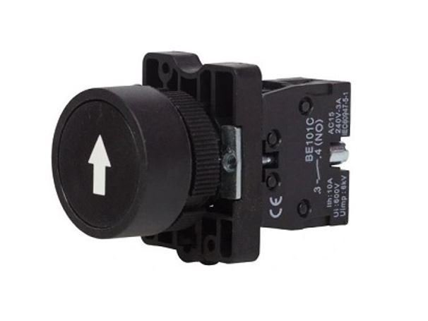 Lay5-EA3351 İşaretli Siyah 22mm Plastik Yaylı Buton