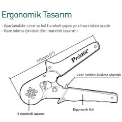 Proskit CP-462G 4 Köşe Terminal Yüksük Sıkma Pensesi