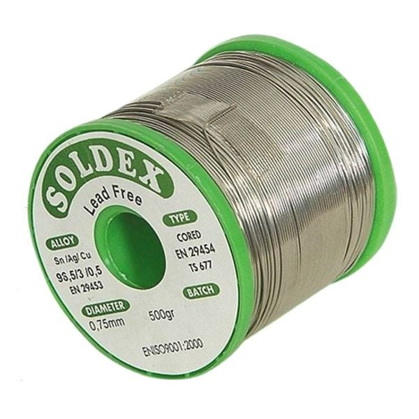 Soldex Sn96,5 Ag3 Cu 0,5 0,75mm 500Gr Kurşunsuz Lehim Teli