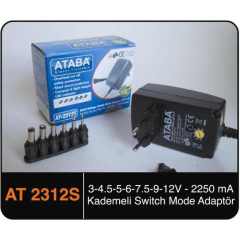 Ataba AT-2312S 3-12V 2000mA Kademeli Adaptör