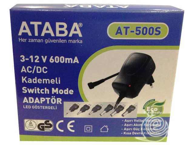 ATABA AT-500S 3-12V 500mA AC-DC Kademeli Adaptör